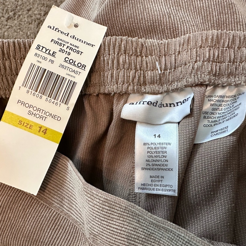 NWT Classic Fit Alfred Dunner stretchy waist pull up Loose Pants size 14 #1674 - Picture 6 of 6